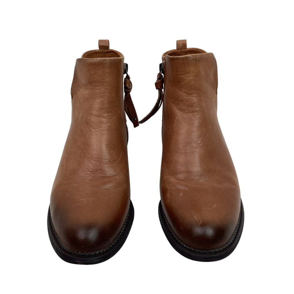Franco Sarto Hyla Womens 8.5M Leather Zip Ankle Boots Cognac Brown